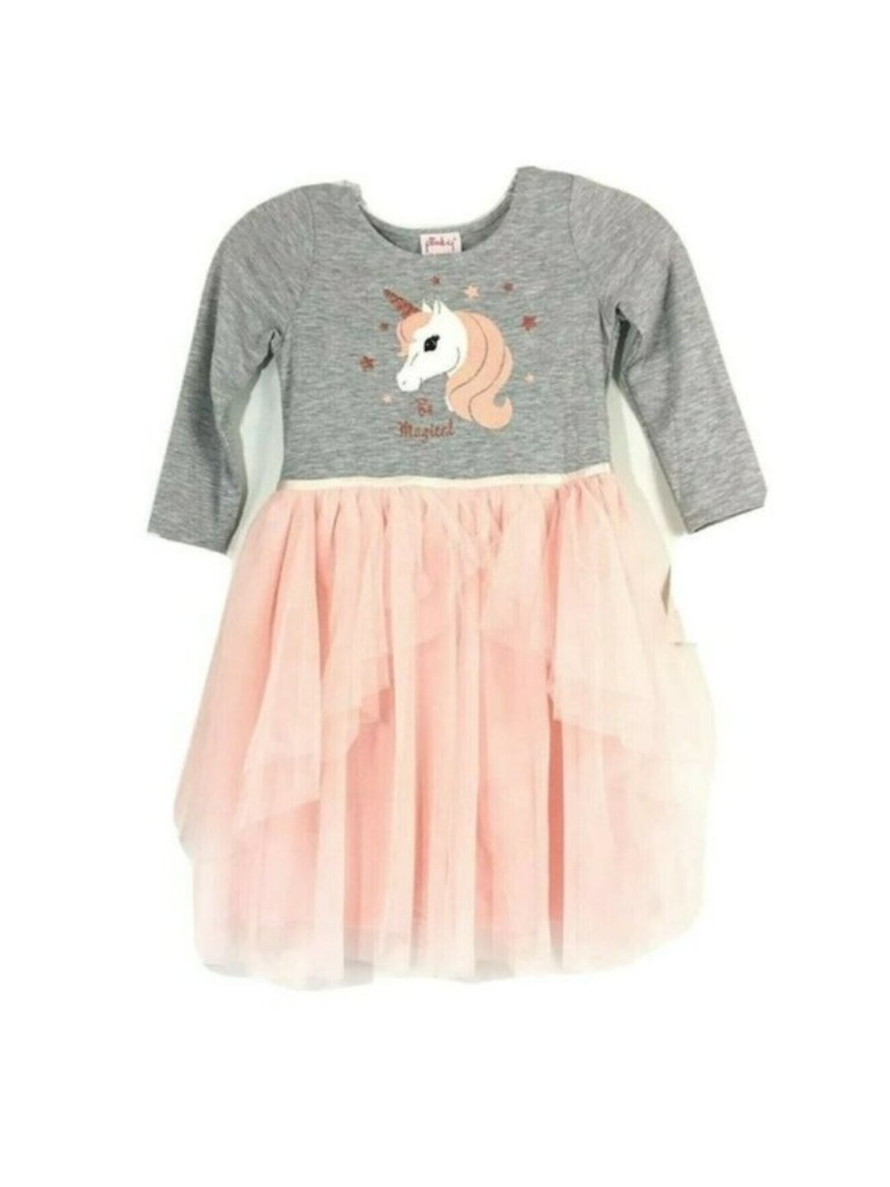 Pinky Girls Ruffle Tutu Unicorn Dress 8 Gray Pink Blush